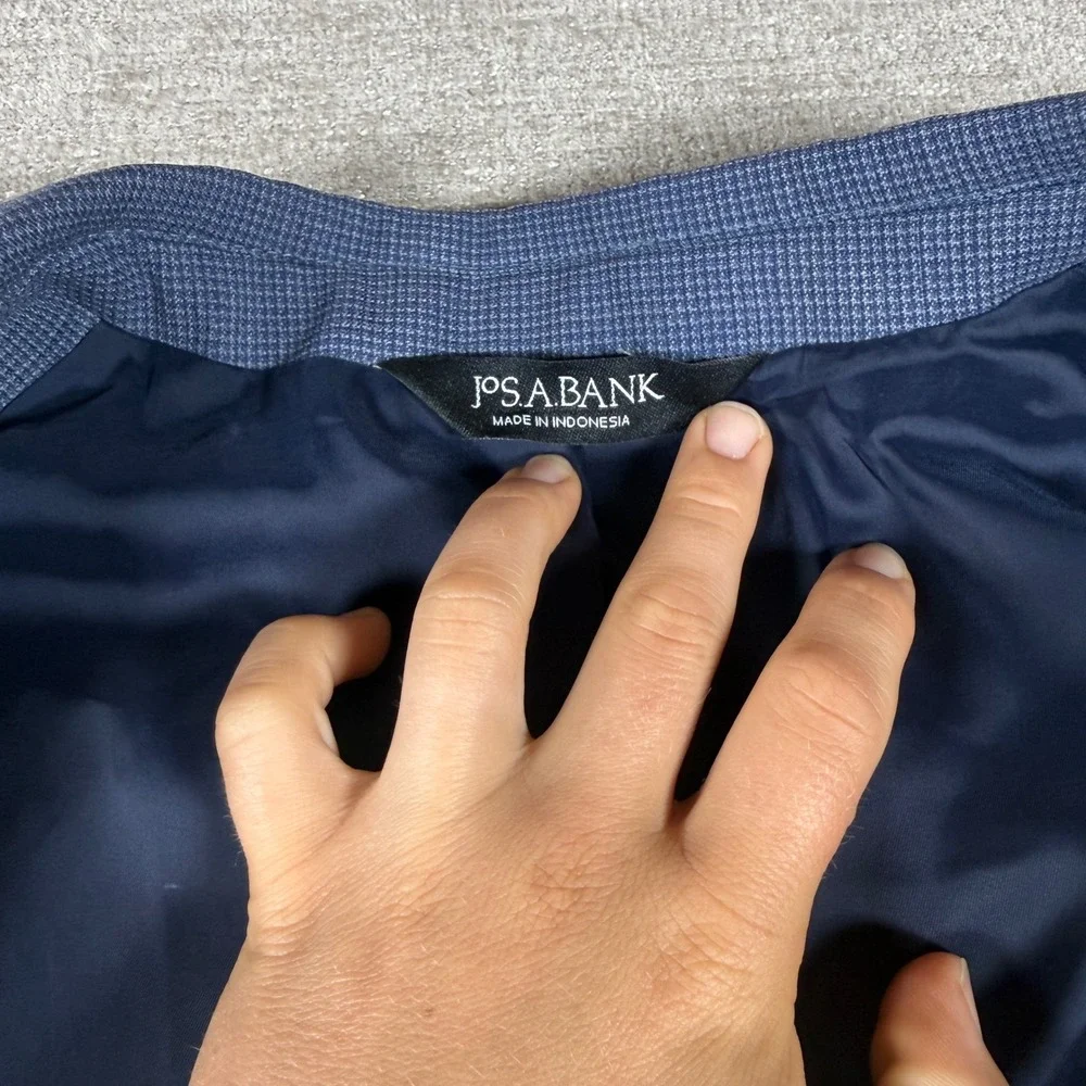 Jos. A. Bank Sport Coat Mens 40 Regular Blue Traveler Tailored Fit 100% Wool